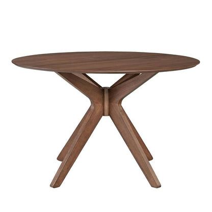 Brown Round Pedestal Dining Table – Elegant Dining Table for 4 Persons
