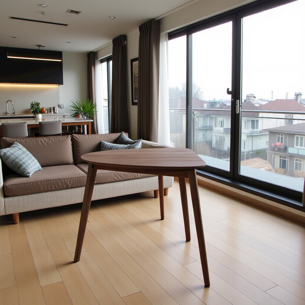 Brown Modern Dining Table – Small Round Mid Century Corner Kitchen Table