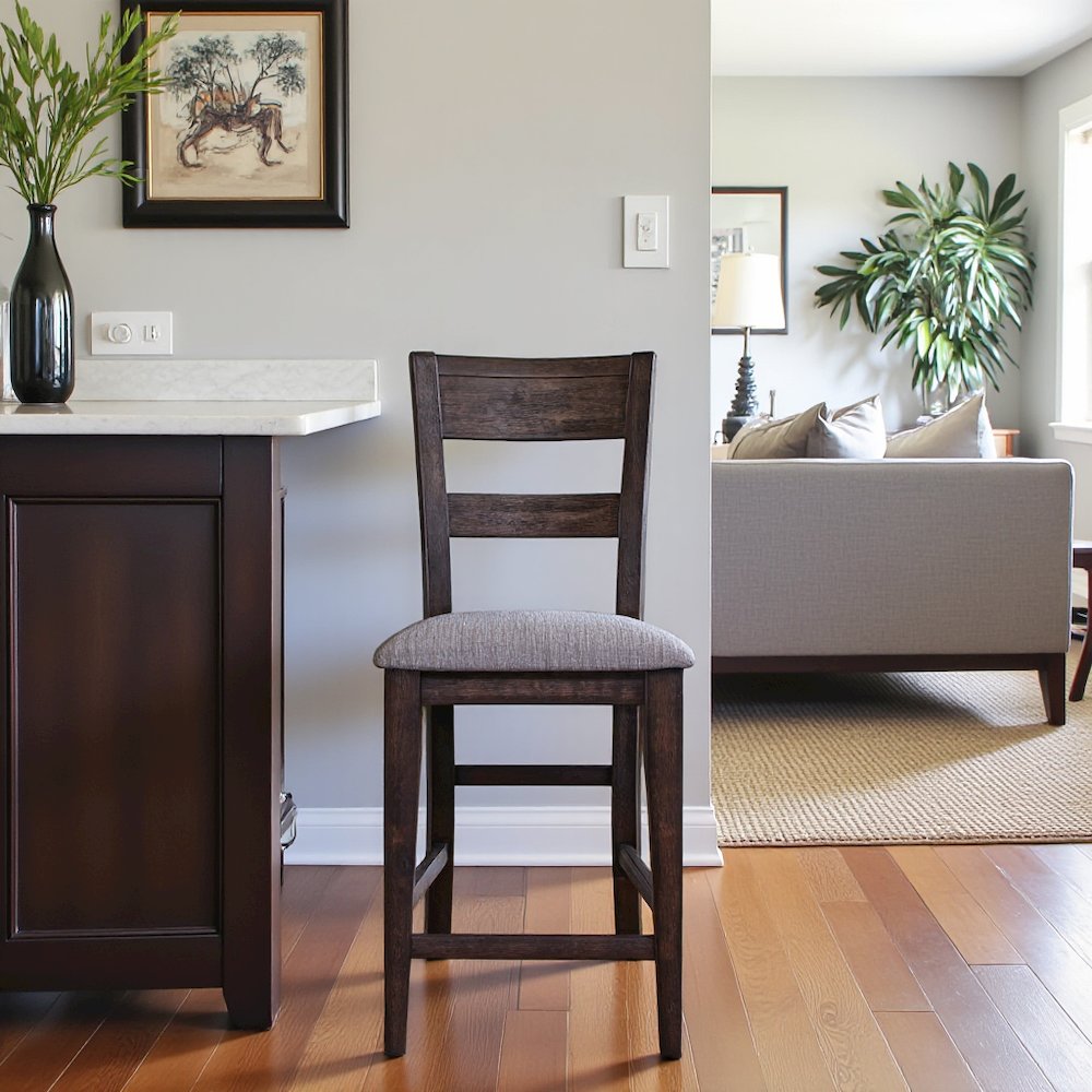 Brown Wooden Counter Height Chairs – Bar Stools with Back for Kitchens