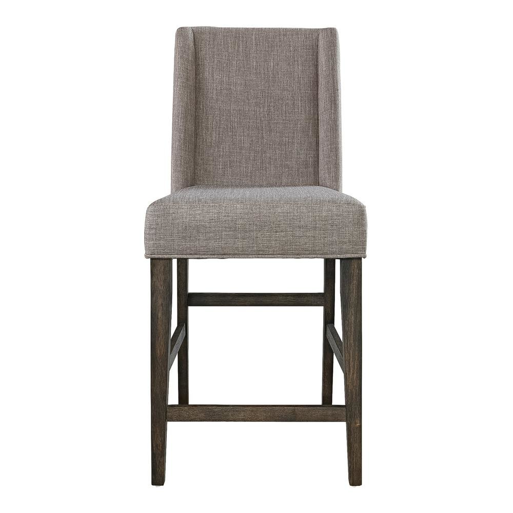 Brown Upholstered Counter Height Chairs – Wooden Bar Stools with Back