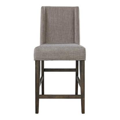Brown Upholstered Counter Height Chairs – Wooden Bar Stools with Back