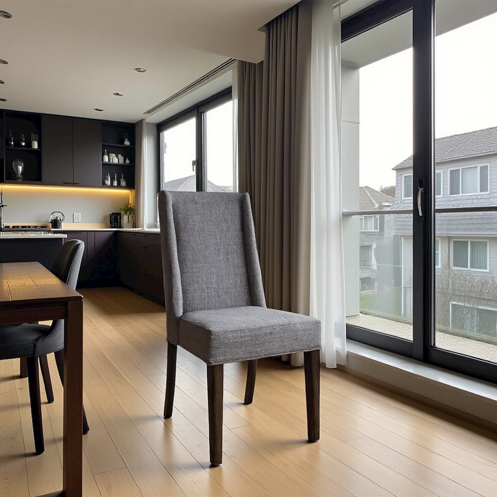 Elegant Brown Side Chair – Upholstered Wooden Dining Chair for Any Room
