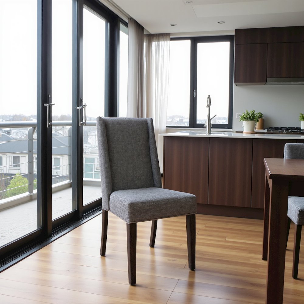 Elegant Brown Side Chair – Upholstered Wooden Dining Chair for Any Room