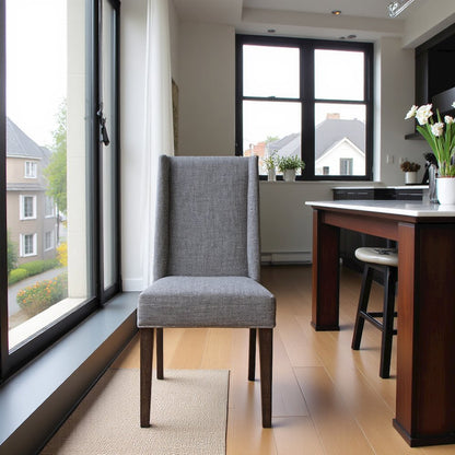 Elegant Brown Side Chair – Upholstered Wooden Dining Chair for Any Room