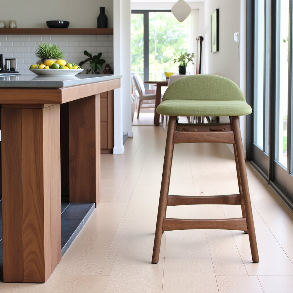 24 Inch Wooden Counter Chair with Back, Solid Wood Counter Stools