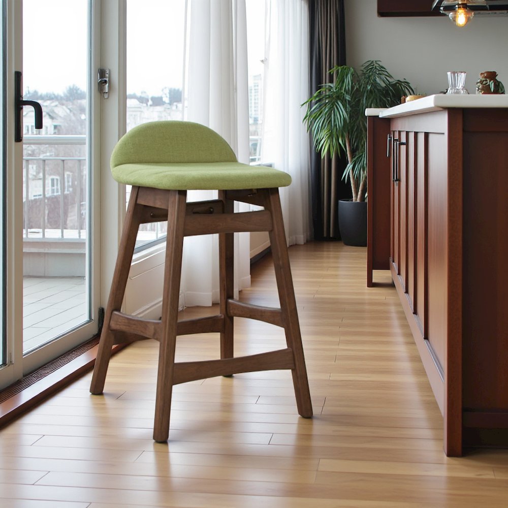 24 Inch Wooden Counter Chair with Back, Solid Wood Counter Stools