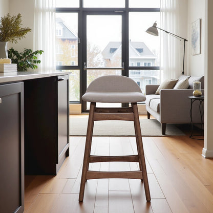 Light Tan Counter Height Chair – Wooden Bar Stool with Back for Kitchens