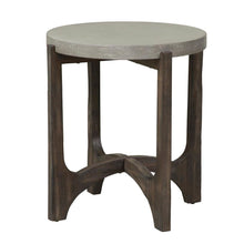 Farmhouse End Table, Brown Eucalyptus & Birch with Concrete Composite Top