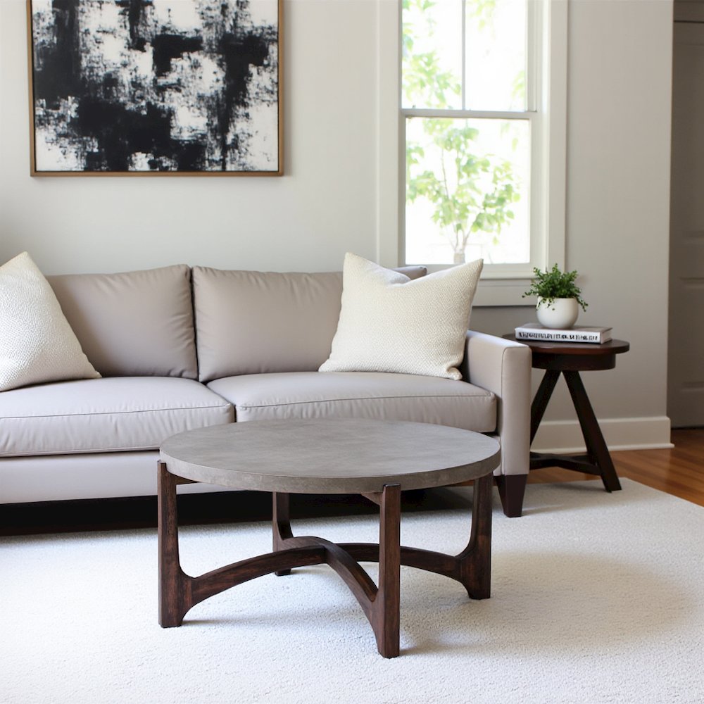 Brown Round Cocktail Table – Stylish Living Room Center Table for Living Room