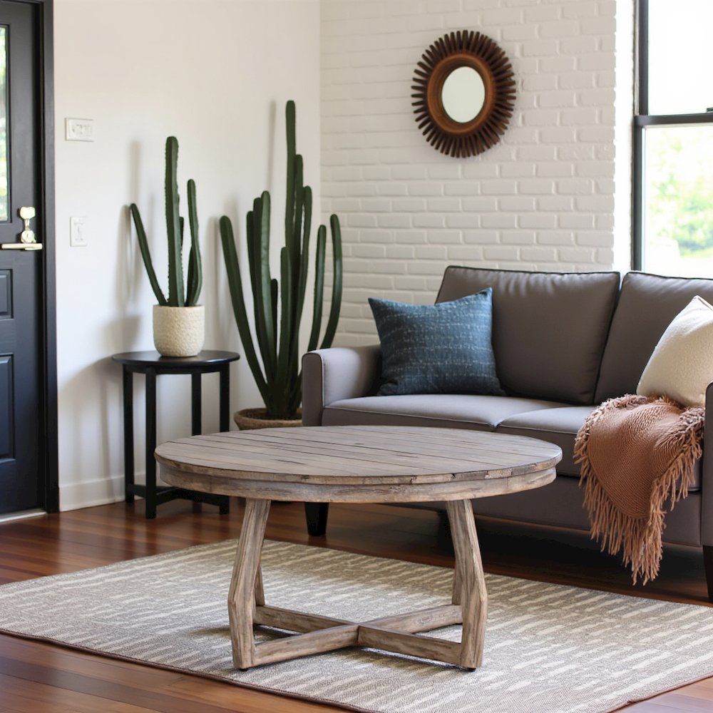 Gray Poplar Cocktail Table for Living Room, Center Table, Living Room Table