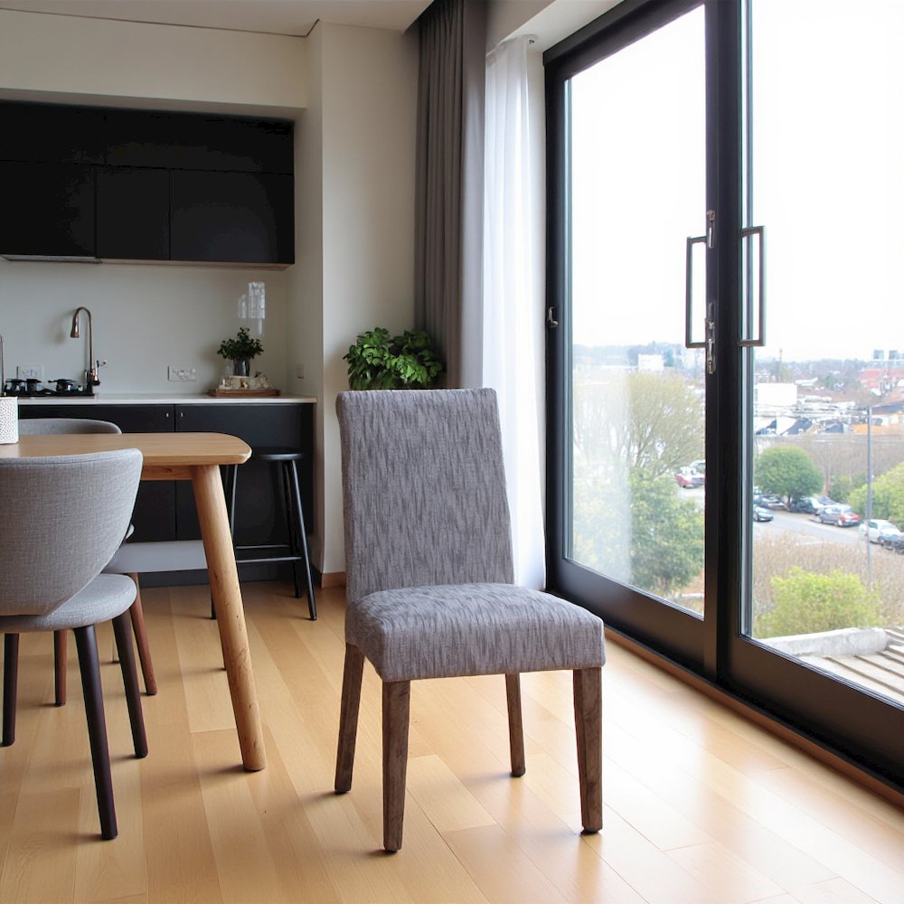 Brown Upholstered Side Chair – Elegant Wooden Dining Chair for Any Room