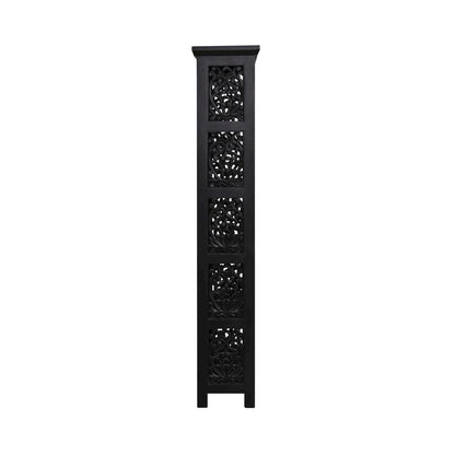 Black Tall Narrow Bookshelf – Elegant 5 Tier Skinny Bookcase Design