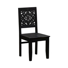 Black Mango Wood Accent Chair – Stylish Small Chair for Bedroom or Desk