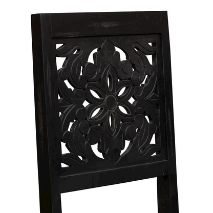 Black Mango Wood Accent Chair – Stylish Small Chair for Bedroom or Desk