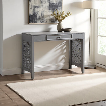 Gray Solid Wood Writing Desk – Stylish Writer’s Desk with Drawers