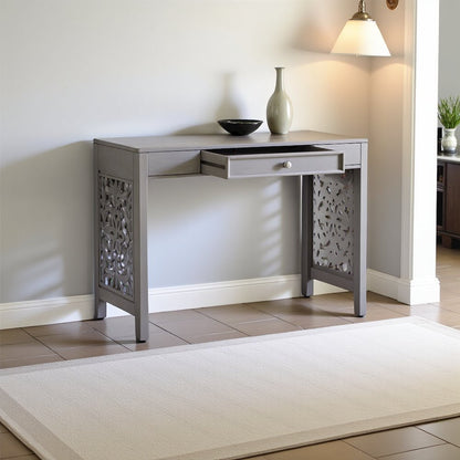Gray Solid Wood Writing Desk – Stylish Writer’s Desk with Drawers