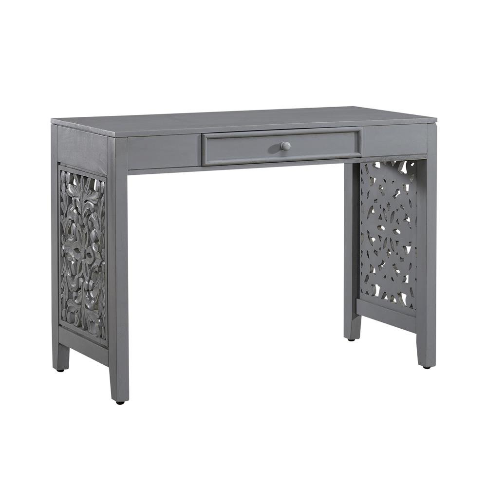 Gray Solid Wood Writing Desk – Stylish Writer’s Desk with Drawers