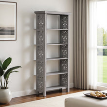 Gray Tall Narrow Bookshelf – 5 Tier Skinny Bookcase for Compact Spaces