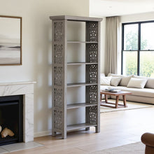 Gray Tall Narrow Bookshelf – 5 Tier Skinny Bookcase for Compact Spaces