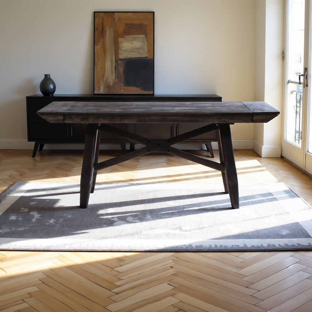 Dining Table Set for 6, Brown Rubberwood Solids & Acacia Veneers