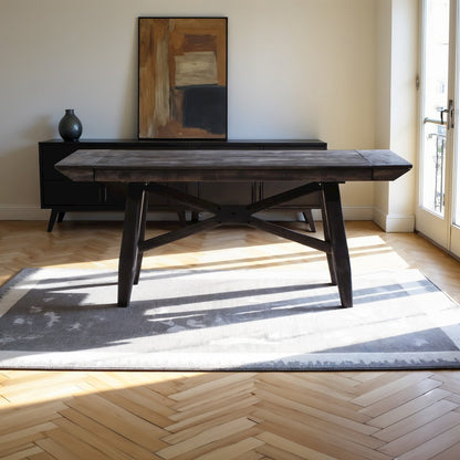 Dining Table Set for 6, Brown Rubberwood Solids & Acacia Veneers
