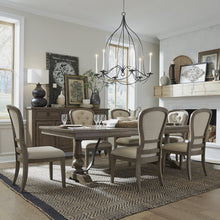 Americana Farmhouse Optional 7 Piece Trestle Table Set - Dusty Taupe & Black