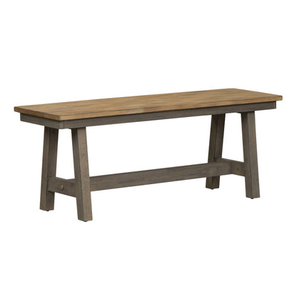 Lindsey Farm 6 Piece Trestle Table Set in Rubberwood Solids & Veneers w/ MDF