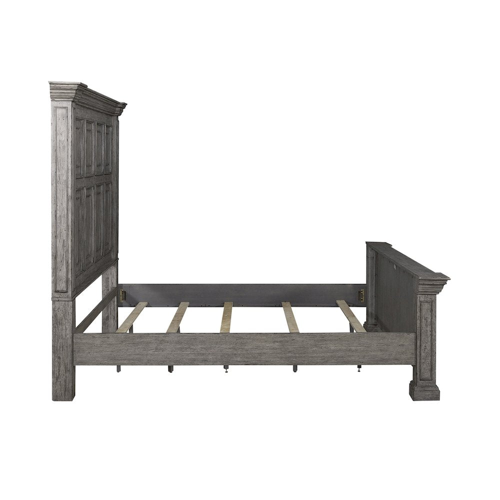 King Panel Bed in Rubberwood Solids w/ Birch Veneers