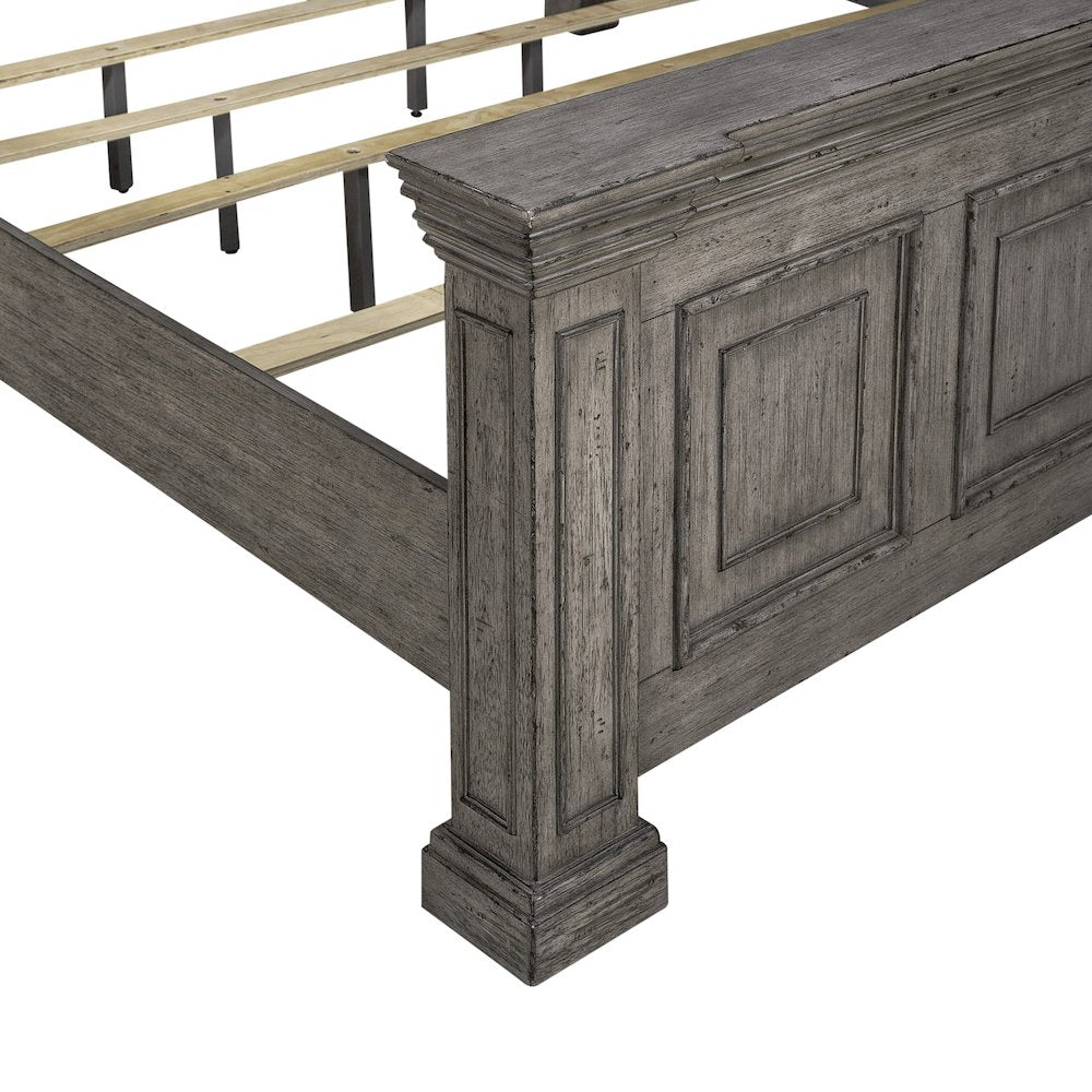 King Panel Bed in Rubberwood Solids w/ Birch Veneers