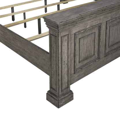 King Panel Bed in Rubberwood Solids w/ Birch Veneers