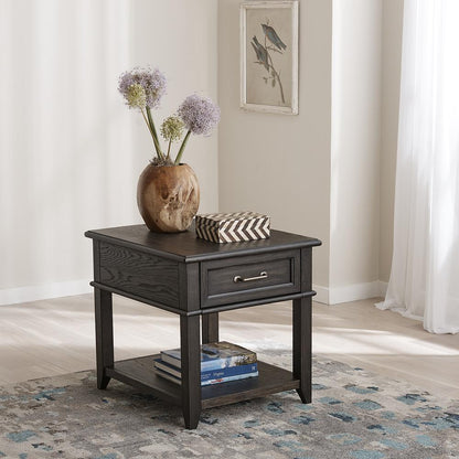 Mill Creek Drawer End Table in Peppercorn