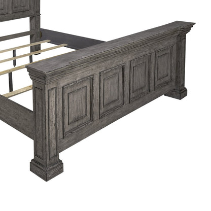 King Panel Bed in Rubberwood Solids w/ Birch Veneers