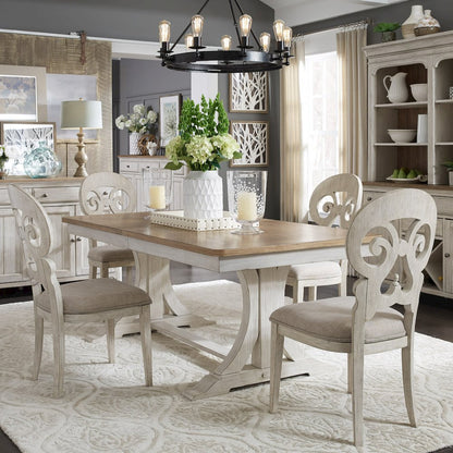 Trestle Table in Rubberwood Solids with Hickory & Pine Veneers