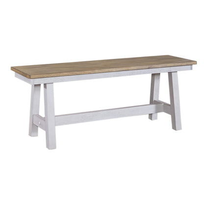 Lindsey Farm 6 Piece Trestle Table Set in Rubberwood Solids & Veneers w/ MDF