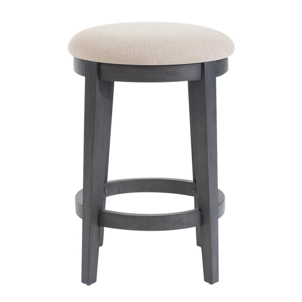 Ocean Isle Upholstered Console Stool in Slate w/ Weathered Pine