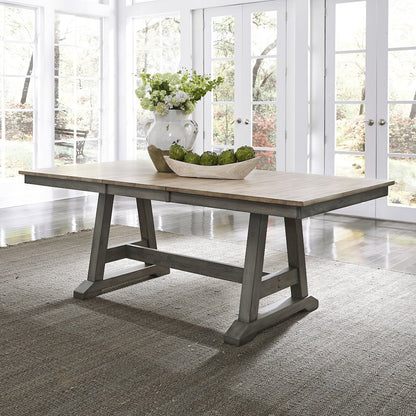 Lindsey Farm Trestle Table in Rubberwood Solids & Veneers w/ MDF