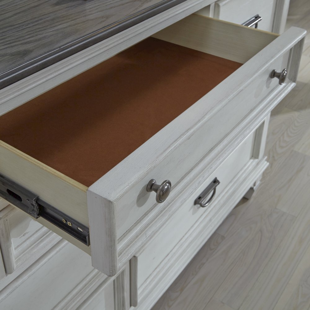 King Panel Bed, Dresser & Mirror, Night Stand