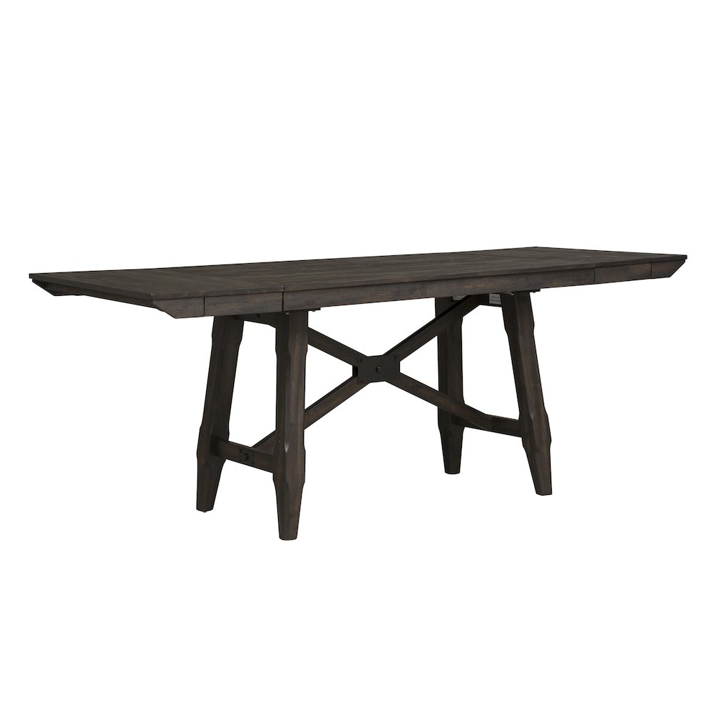 Double Bridge Trestle Table Set in Rubberwood Solids and Acacia Veneers