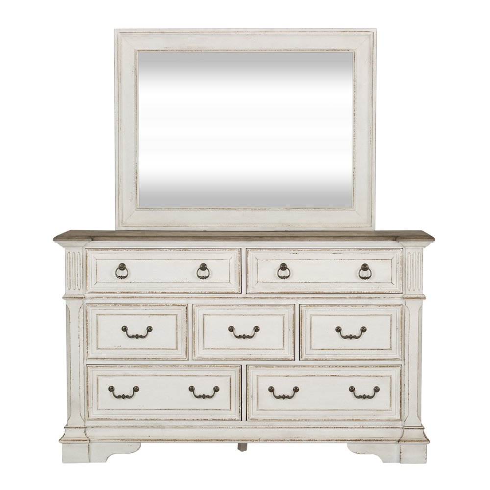 King California Panel Bed, Dresser & Mirror