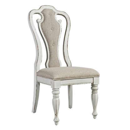 7 Piece Leg Table Dining Room Set with 6 Upholstered Side Chairs