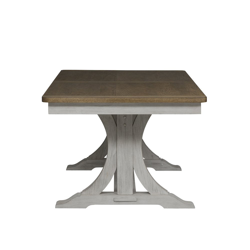 Trestle Table in Rubberwood Solids with Hickory & Pine Veneers
