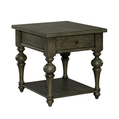 Americana Farmhouse Drawer End Table in Dusty Taupe