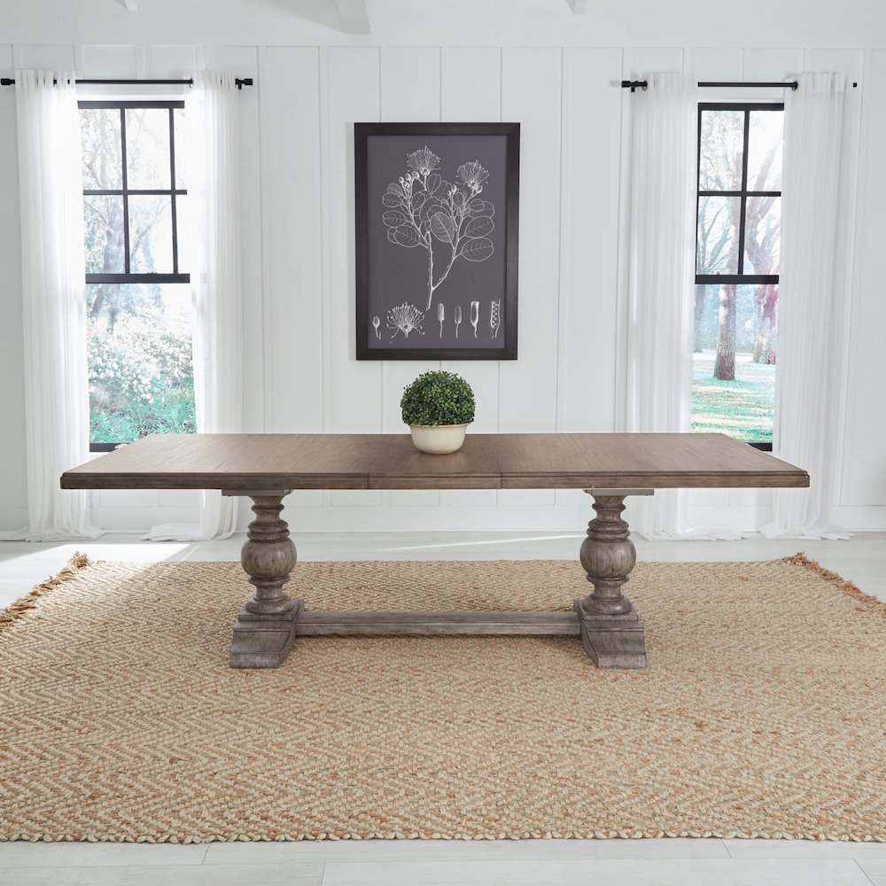 River Place Trestle Table Set in Pine Solids & Veneers