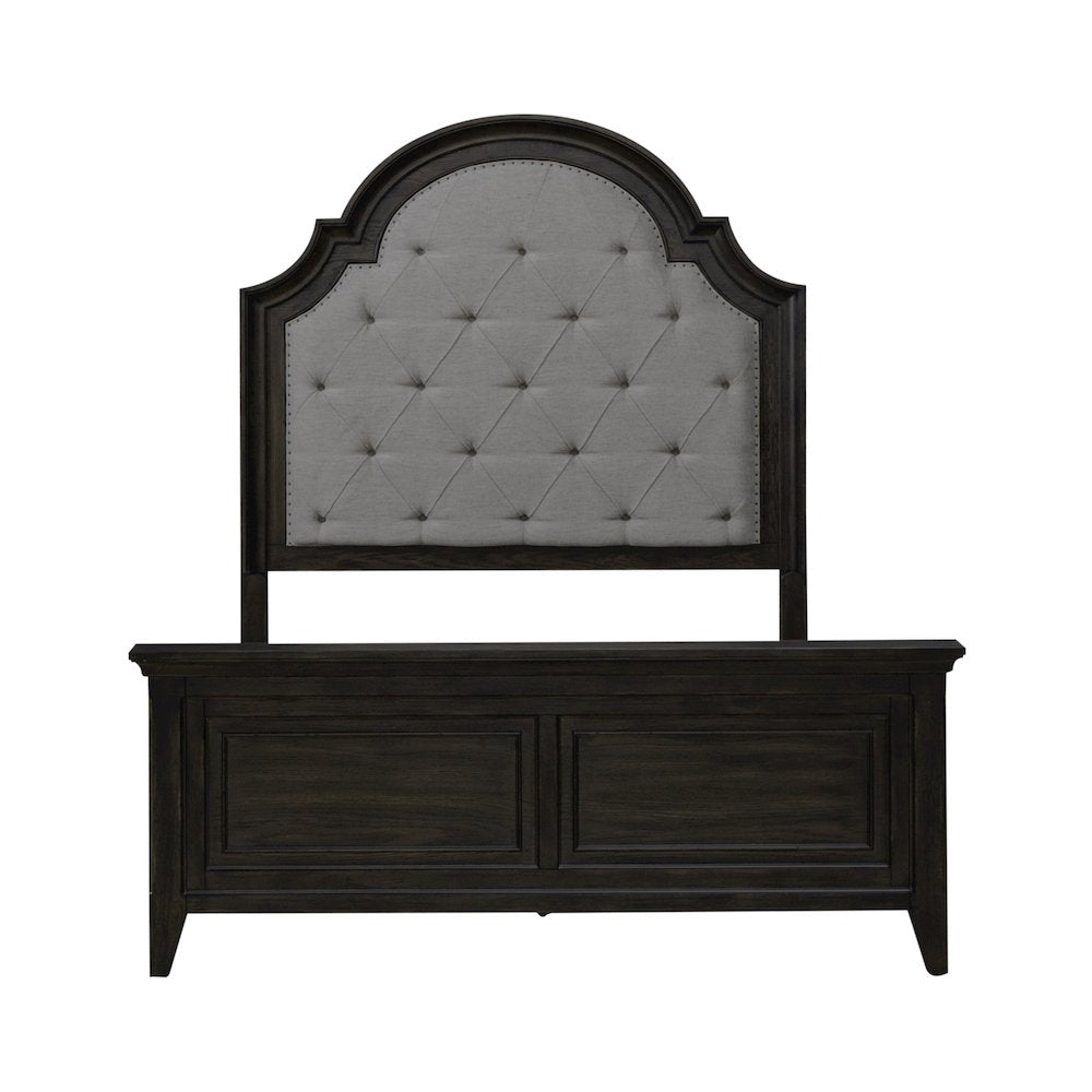 Queen Uph Bed in Rubberwood Solids & Split Heart White Oak Veneers