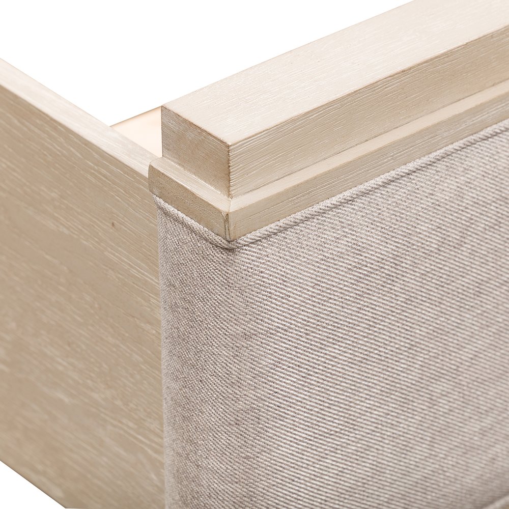 Belmar Queen Upholstered Bed in Rubberwood Solids w/ Split Heart Oak Veneers