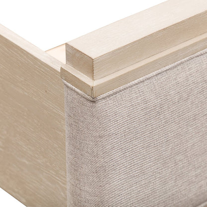 Belmar Queen Upholstered Bed in Rubberwood Solids w/ Split Heart Oak Veneers