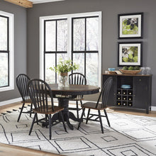 Carolina Crossing 5 Piece Pedestal Table Set- Black in Rubberwood Solids