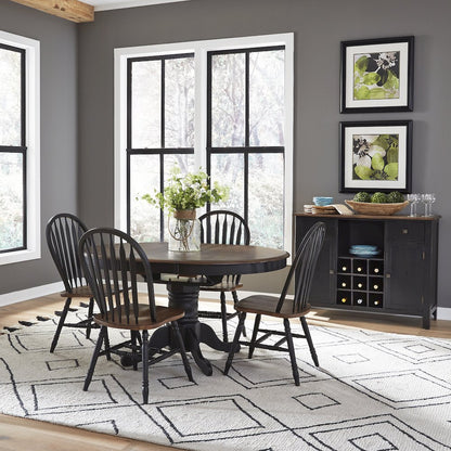 Carolina Crossing 5 Piece Pedestal Table Set- Black in Rubberwood Solids