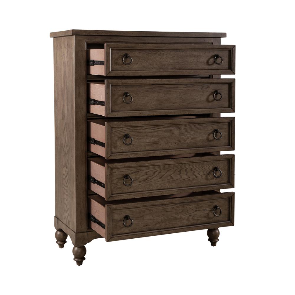 Americana Farmhouse 5 Drawer Chest in Dusty Taupe