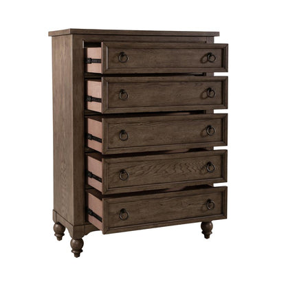 Americana Farmhouse 5 Drawer Chest in Dusty Taupe